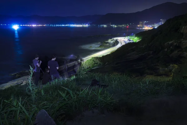 Ciudad Portuaria Del Norte Taiwán Puerto Keelung Domina Vista Nocturna — Foto de Stock