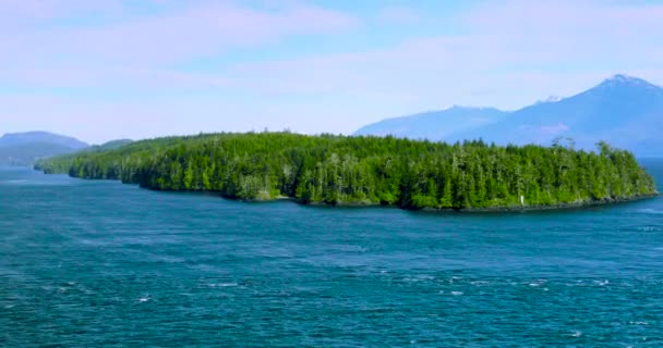 Kryssning Till Vancouver Alaska Sea Usa Vacker Vik Landskap Eftermiddagssolen — Stockvideo