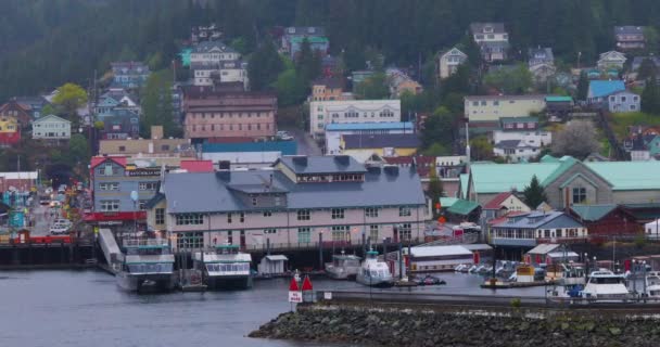 Kryssning Avgång Hamn Staden Ketcheg Alaska Usa — Stockvideo