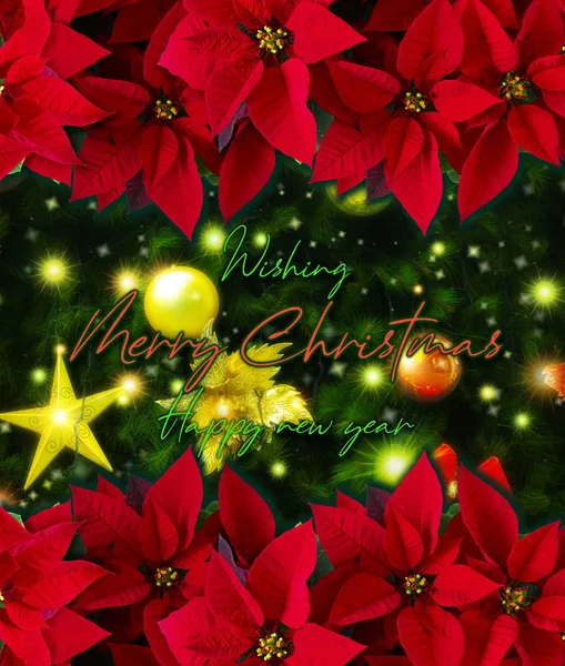 Natal Cartão Saudação Com Árvore Natal Vermelho Natal — Fotografia de Stock