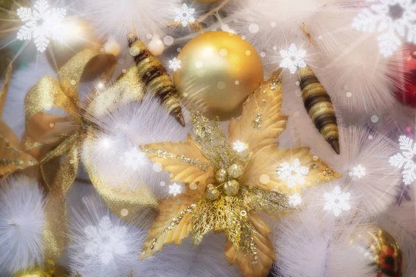 Cartão Felicitações Natal Com Linda Árvore Natal Branca Ornamentos — Fotografia de Stock