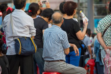 Tayvan tapınağı fuarı, canlı kalabalığı izliyor.