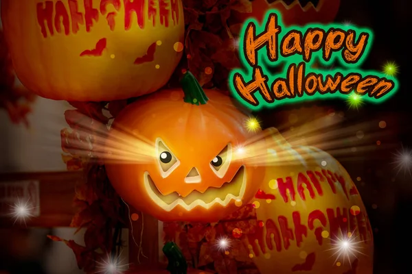 Halloween Kaart Wenskaart Gemaakt Van Pompoen Ornament — Stockfoto
