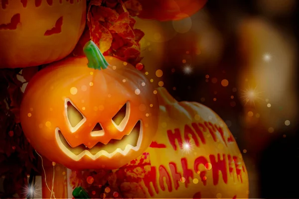 Halloween Kaart Wenskaart Gemaakt Van Pompoen Ornament — Stockfoto