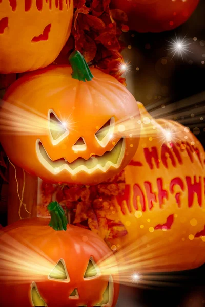 Carte Halloween Carte Vœux Faite Ornement Citrouille — Photo