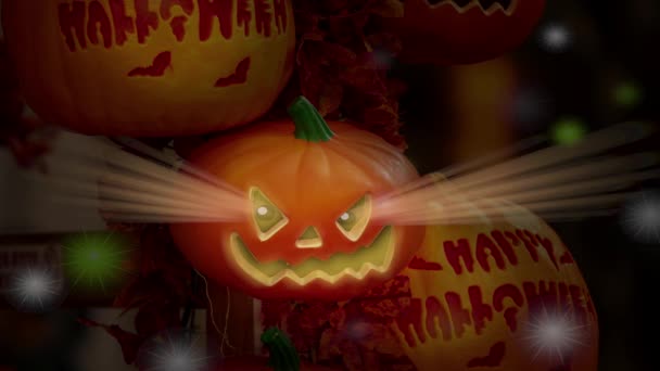 Halloweenská Pohlednice Přání Dýňové Ozdoby — Stock video