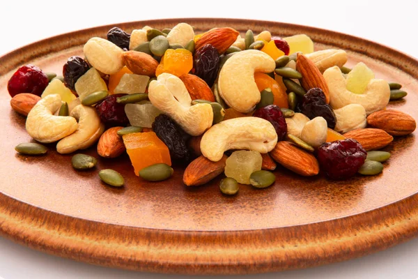 Placa Contiene Nueces Mixtas Nutritivas — Foto de Stock