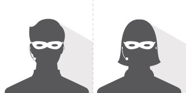 Avatar baş profil siluet gölge çağrı merkezi hırsız maskesi erkek ve kadın resim ile