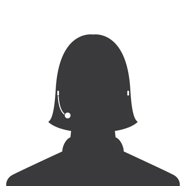 Avatar Head Profile Silhouette Call Center Female Picture — Stock Vector