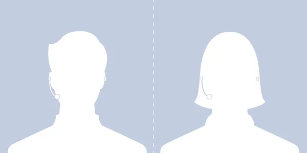 Avatar Tête Profil Silhouette Centre Appel Mâle Femelle Photo — Image vectorielle