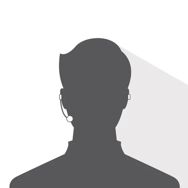 Avatar Tête Profil Silhouette Avec Ombre Centre Appel Image Masculine — Image vectorielle