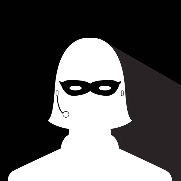 Avatar Κεφάλι Προφίλ Σιλουέτα Σκιά Κλήση Κέντρο Κλέφτης Μάσκα Γυναικεία — Διανυσματικό Αρχείο