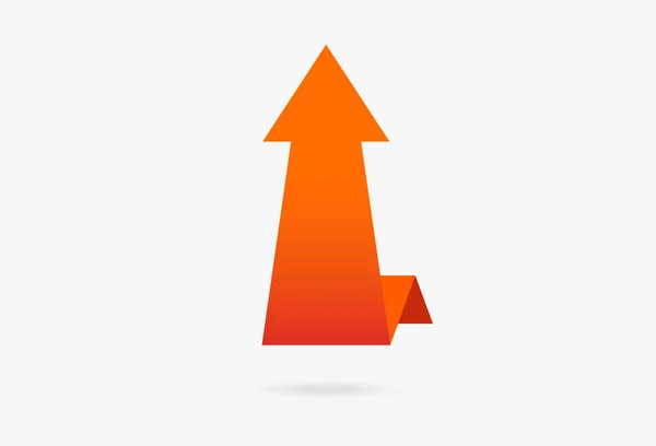 Orange Vecteur Populaire Flèche Autocollant Isolé Origami Ruban Papier Infographie — Image vectorielle