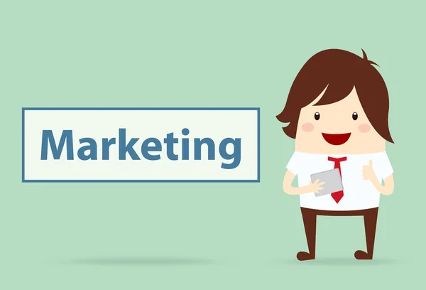 Hombre Negocios Feliz Con Contenido Marketing Concepto Negocio — Vector de stock