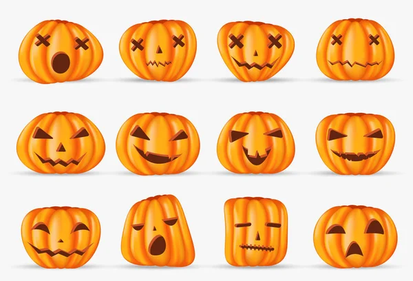 Šťastný Halloween Dýně Realistické Výzdobný Prvek Izolovaný Pozadí — Stockový vektor