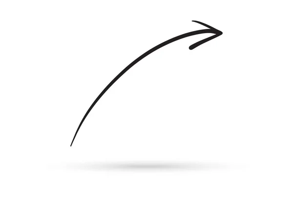 Curva Freccia Disegnare Schizzo Pennello Scarabocchio Cartone Animato Isolato Sfondo — Vettoriale Stock