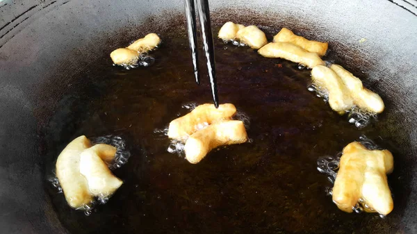 Gros Plan Chinois Beignets Frits Bâton Fait Maison — Photo