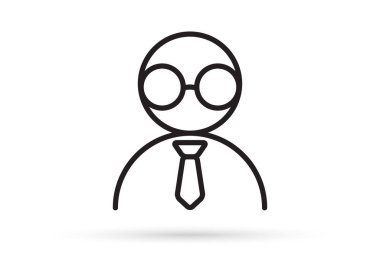 Erkek profil resmi, siluet profil avatar simgesi simgesi gözlüklü, kravat