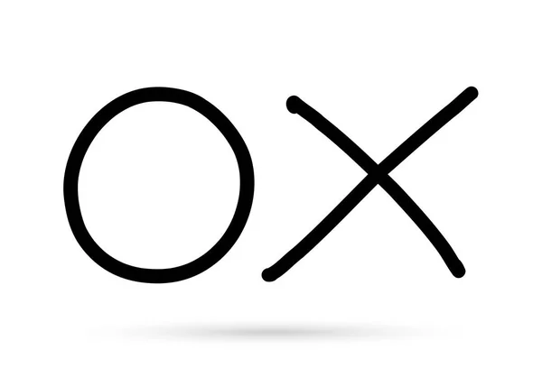 Populární kreslení o a x kříže a kruhy Tic-Tac-Toe — Stockový vektor