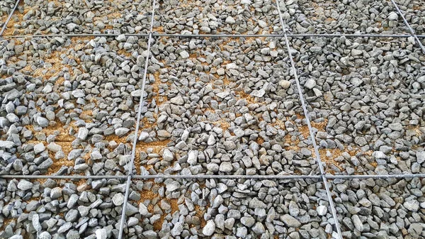 Pietrisco Sabbia Rinforzata Barra Acciaio Versare Cemento — Foto Stock