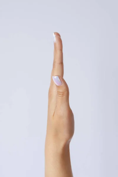 Gesto Símbolo Mão Está Segurando Apertando Algo Entre — Fotografia de Stock