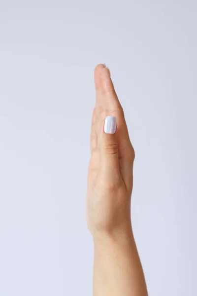 Gesto Símbolo Mão Está Segurando Apertando Algo Meio — Fotografia de Stock