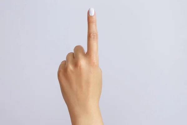 Dłoń Pokazuje Numer Jeden Odliczanie Gestem Lub Znakiem Język Migowy — Zdjęcie stockowe