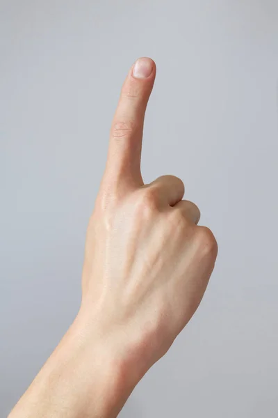 Mano Del Hombre Muestra Número Uno Señal Gesto Cuenta Regresiva —  Fotos de Stock