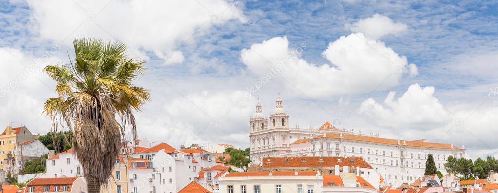 Panoramic view of Sao Vicente da Fora. Sunny day in Lisbon Portu