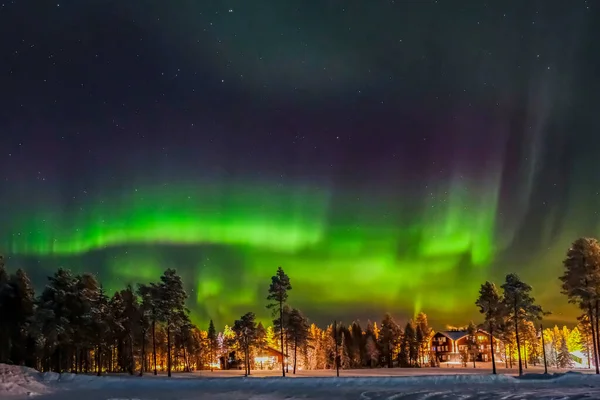 Aurora Boreal Também Conhecida Como Luzes Norte Polares Além Círculo — Fotografia de Stock