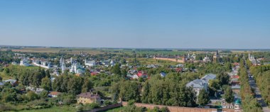 Antik Suzdal şehrinin tarihi merkezine havadan panoramik bir bakış. 