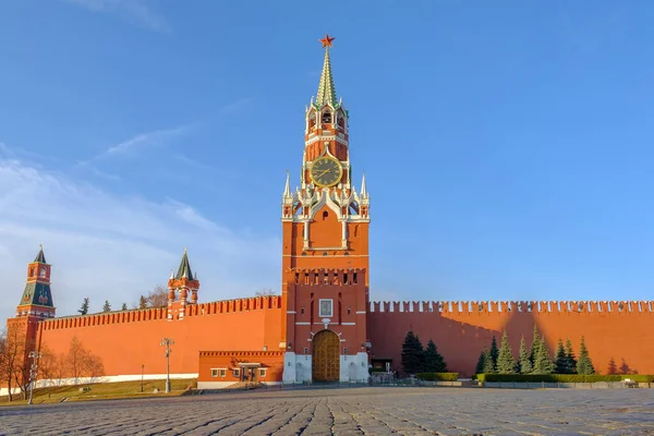 Vooraanzicht Van Spasskaja Toren Poort Van Moskou Kremlin Het Rode — Stockfoto