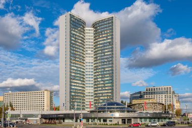 Moskova - 29 Eylül 2018: CMEA binası (Ev Kitabı), Noviy Arbat Caddesi, 36.