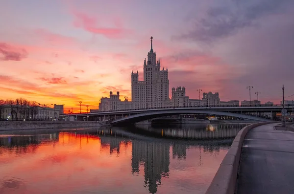 Moskau März 2019 Morgenlandschaft Blick Auf Den Kotelnitscheskaja Damm Und — Stockfoto