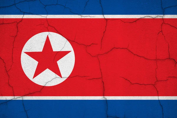 Noord Koreaanse Vlag Bedekt Met Veel Crack Concept Symboliseert Crisis — Stockfoto