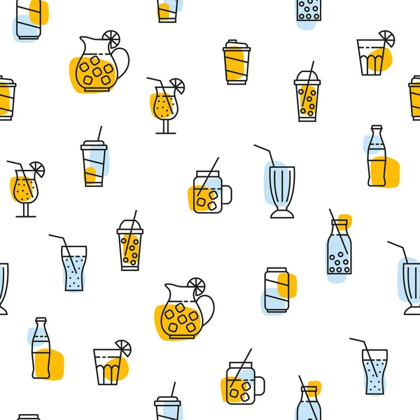 Seamless Pattern Beverage Icons — Stock Vector
