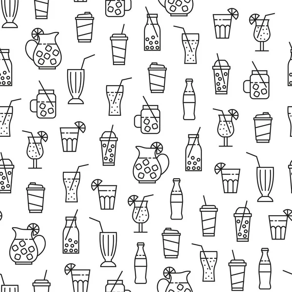 Nahtloses Muster Mit Monochromen Getränken Symbolen — Stockvektor