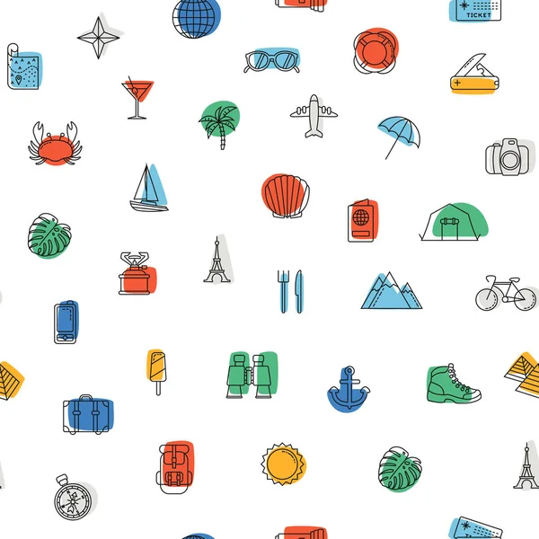 Seamless Pattern Traveling Icons — Stock Vector