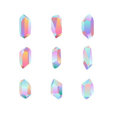 Dokuz kristal tasarım öğeleri kümesi