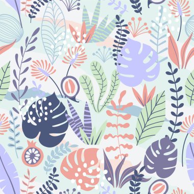 Soyut yaprakları süs ile Dikişsiz desen