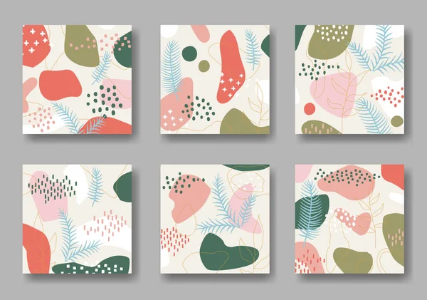 Set Six Square Background Abstract Christmas Ornament — ストックベクタ