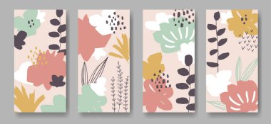 Soyut çiçekli vektör pankartları