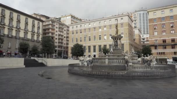 Vista panorámica de Piazza Municipio en Nápoles — Vídeos de Stock