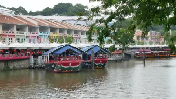 Traditional boats moored on Clarke Quay in Singapore