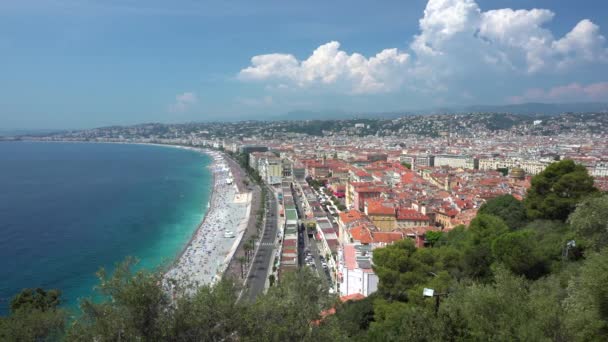 Vista desde lo alto del Paseo Marítimo de Niza — Vídeos de Stock