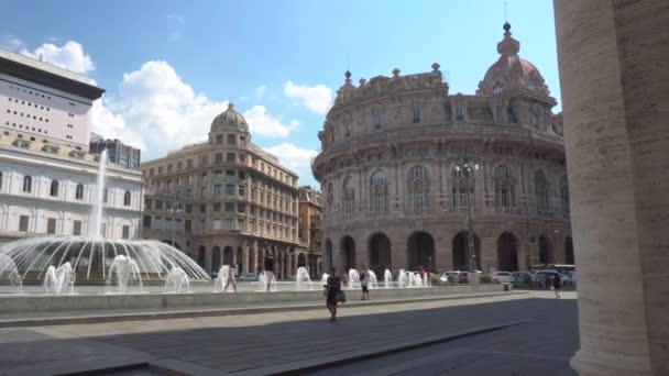 Piazza De Ferrari ve Çeşme Cenova — Stok video