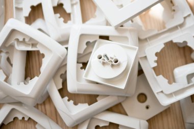 Avrupa güç soketi ve soket çerçeveleri yığını 