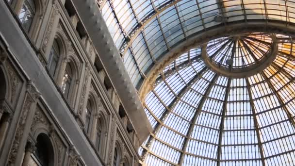 The dome of Galleria Umberto I in Naples — Stock Video