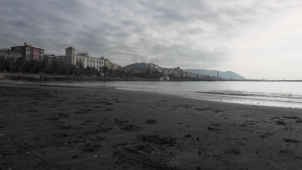 Gray winter seashore in Salerno in Italy — Stock Video