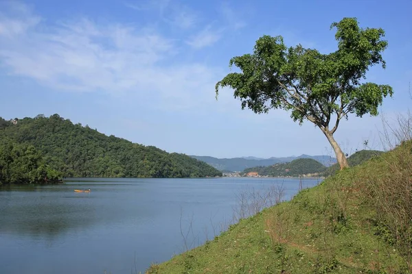 Morning Majhjkuna Nepal View Lake Begnas Landscape Pokhara — Stock Photo, Image